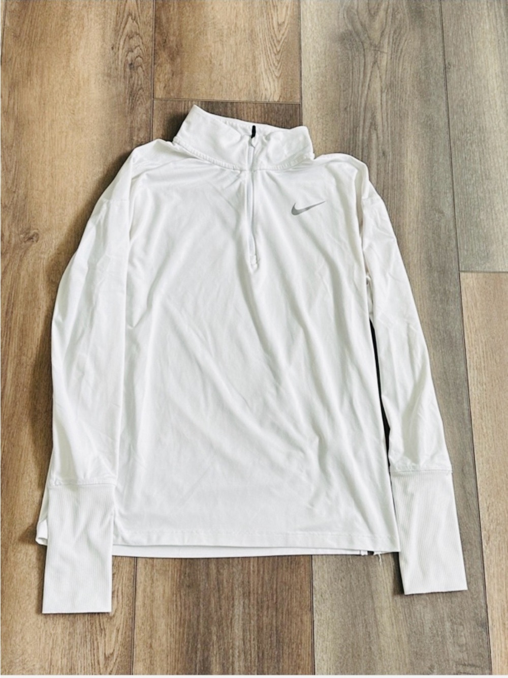 Nike White 1/4 Zip Performance Pullover